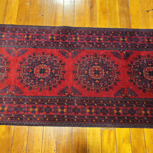 Hand knotted wool rug 38888 size 388 x 88 cm Afghanistan