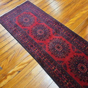 Hand knotted wool rug 38888 size 388 x 88 cm Afghanistan