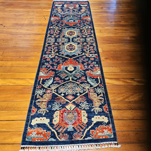 Hand knotted wool rug 30382 size 303 x 82 cm Afghanistan