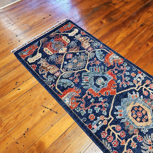 Hand knotted wool rug 30382 size 303 x 82 cm Afghanistan