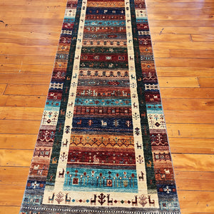 Hand knotted wool rug 25881 size 258 x 81 cm Afghanistan