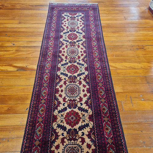 Hand knotted wool Rug 28579 size 289 x 79 cm Afghanistan