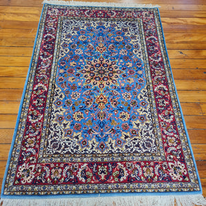 Hand knotted wool rug on silk foundation 163108 size 163 x 108 cm