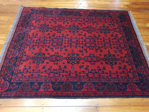 Hand knotted wool Rug 9063 size 187 x 154 cm Afghanistan