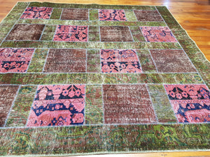 Hand knotted patch work Rug  048  size 253 x 249 cm Afghanistan