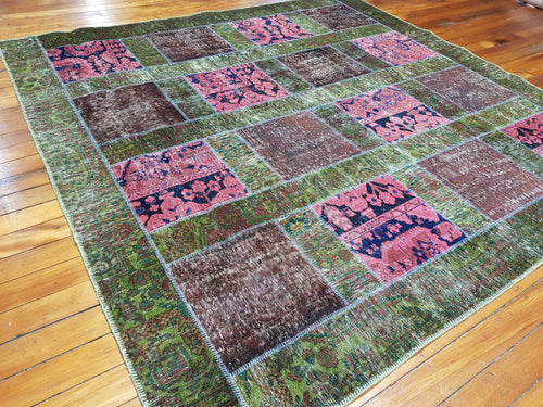 Hand knotted patch work Rug  048  size 253 x 249 cm Afghanistan