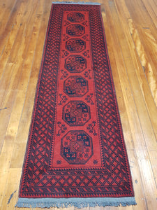 Hand knotted wool Rug  16   280 x 75 cm " Aqcha " Afghanistan made