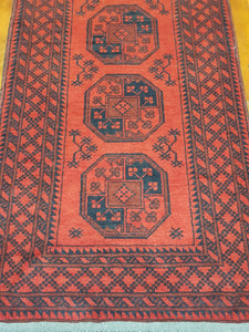 Hand knotted wool Rug  16   280 x 75 cm " Aqcha " Afghanistan made