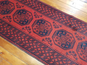 Hand knotted wool Rug  16   280 x 75 cm " Aqcha " Afghanistan made