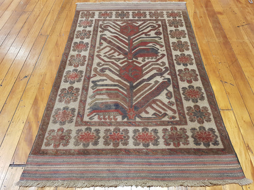 TEH 1111 Hand knotted wool Afghan Rug  191 x 120 CM