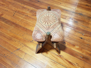 Foldable old seat with leather cushion seat