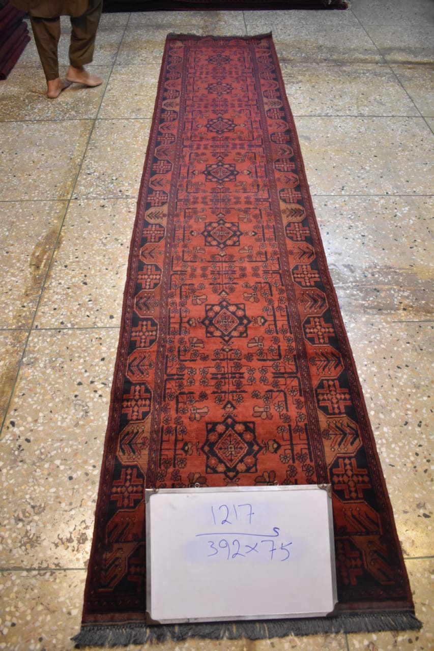 Hand knotted wool Rug 39276 size 392 x 76 cm Afghanistan